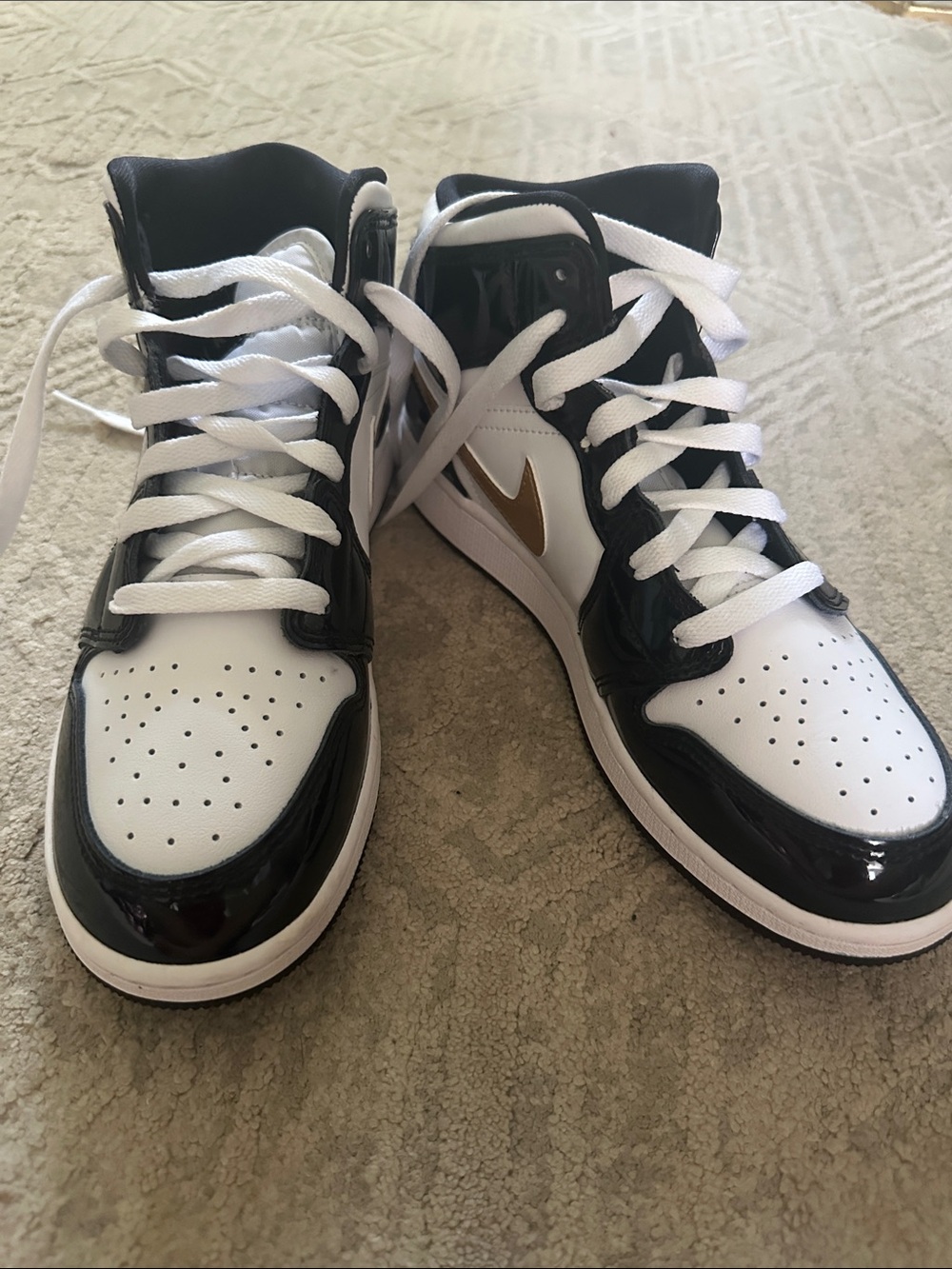Jordan Men's High-Top Sneakers - White, Black & Gold